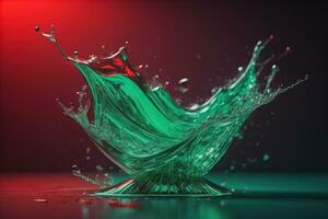 a colorful water splash on a gradient background. ai generative photo