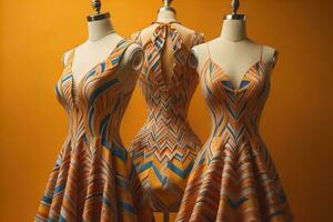 Women's dress on a mannequin in a fashion store. ai generative photo