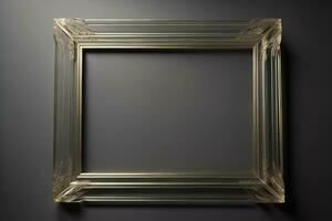 Glass picture frame on a solid color background. ai generative photo