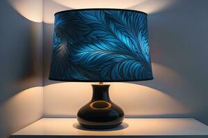 decorative table lamp on solid color background. ai generative photo