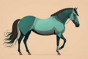 Brown and white horse standing. Vector illustration. ai generative photo