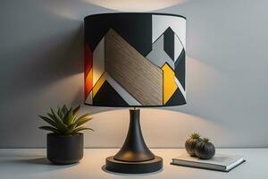 a decorative and colorful lamp on a solid color background. ai generative photo