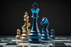 Different chess piece on a solid color background. ai generative photo