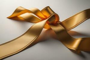 Shiny satin ribbon in brown color isolated on white background. ai generative photo