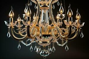 Luxury chandelier isolated on dark background. ai generative photo