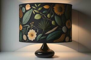 decorative table lamp on solid color background. ai generative photo