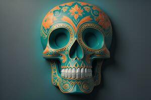 Day of the Dead sugar skull. Mexican sugar skull. ai generative photo