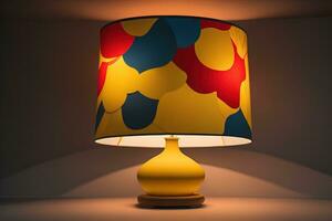 decorative table lamp on solid color background. ai generative photo