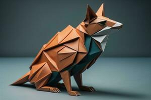 Paper origami animal isolated on solid color background. ai generative photo