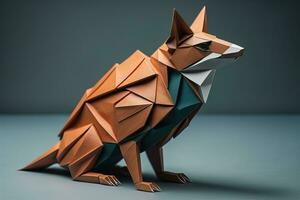 Paper origami animal isolated on solid color background. ai generative photo