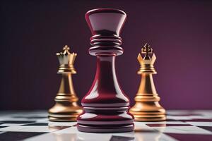 Different chess piece on a solid color background. ai generative photo
