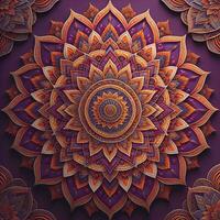 Mandala pattern. Vintage decorative elements. Hand drawn oriental background. ai generative photo