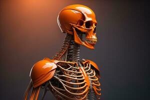 a human skeleton on a solid color background. ai generative photo