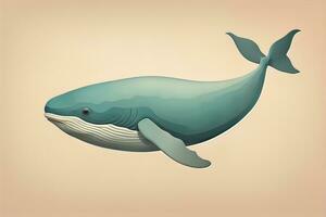 Blue whale isolated on a solid clor background. ai generative photo