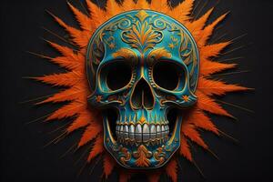 Day of the Dead sugar skull. Mexican sugar skull. ai generative photo