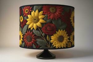 a decorative and colorful lamp on a solid color background. ai generative photo