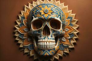 Day of the Dead sugar skull. Mexican sugar skull. ai generative photo