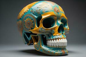 Day of the Dead sugar skull. Mexican sugar skull. ai generative photo