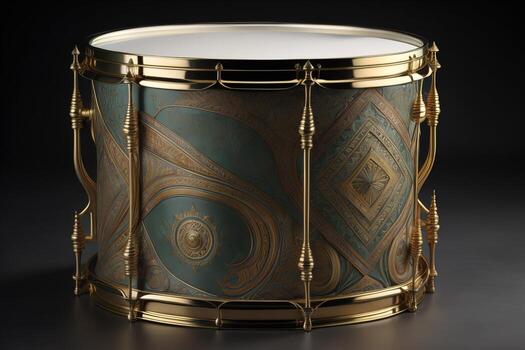Colorful drum on a solid color background. ai generative photo