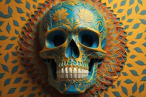 Day of the Dead sugar skull. Mexican sugar skull. ai generative photo