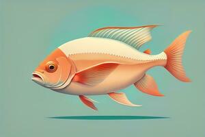 Illustration of a fish on a blue background, vector illustration. ai generative photo
