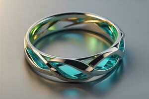 Wedding ring with diamonds on a solid color background. Jewelry. ai generative photo