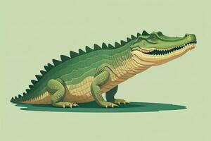 Crocodile on green background. Vector illustration in retro style. ai generative photo