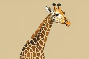 Giraffe isolated on orange background. Cartoon style. Vector illustration. ai generative photo