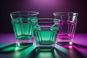 Glasses for different alcoholic beverages. ai generative photo