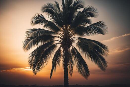 Palm tree on the beach. Summer vacation concept. ai generative photo