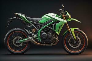 Modern powerful sports motorcycle on a colorful background. ai generative photo