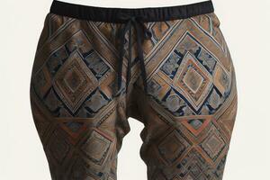 Men's shorts with a pattern on a solid color background. Studio shooting. ai generative photo