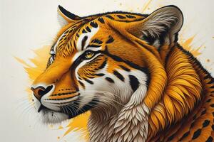 Portrait of a tiger on a solid color background. Close-up. ai generative photo