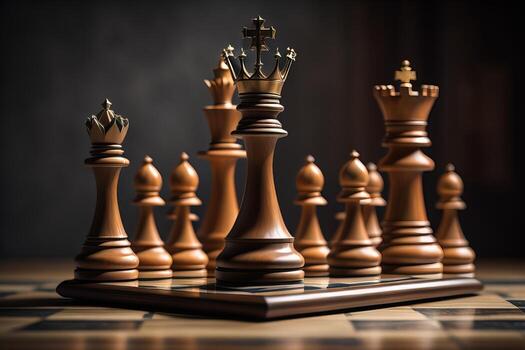 Different chess piece on a solid color background. ai generative photo