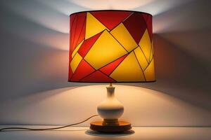 decorative table lamp on solid color background. ai generative photo