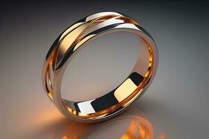 Wedding ring on a solid color background. Jewelry. ai generative photo