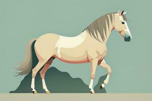 Brown and white horse standing. Vector illustration. ai generative photo