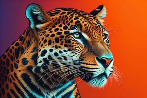 retrato de un Tigre en un sólido color antecedentes. de cerca. ai generativo foto