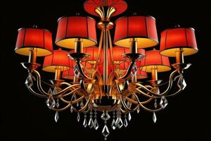 Luxury chandelier isolated on dark background. ai generative photo