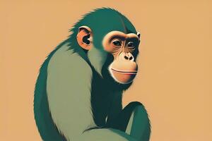 Vector illustration of a monkey. Cartoon style. ai generative photo