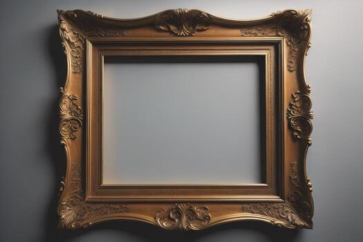 Glass picture frame on a solid color background. ai generative photo