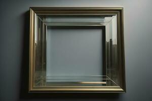 Glass picture frame on a solid color background. ai generative photo