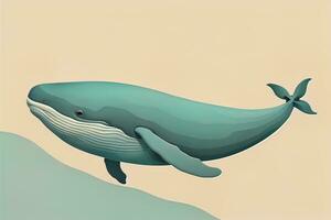 Blue whale isolated on a solid clor background. ai generative photo