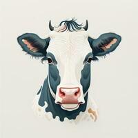 Illustration of a portrait of a cow on a grey background. ai generative photo