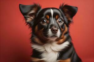 Portrait of a cute dog on a colorful background. Studio shot. ai generative photo