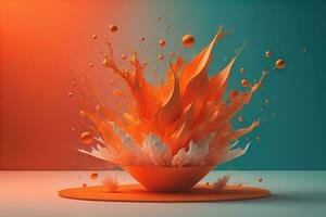 a colorful water splash on a gradient background. ai generative photo