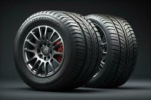 Car tires on a solid color background. ai generative photo