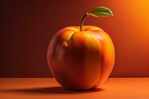 Ripe red peach on a solid color background. ai generative photo