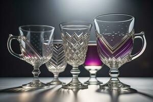 Glasses for different alcoholic beverages. ai generative photo