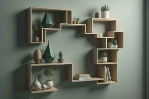 Bookshelf in scandinavian interior. ai generative photo